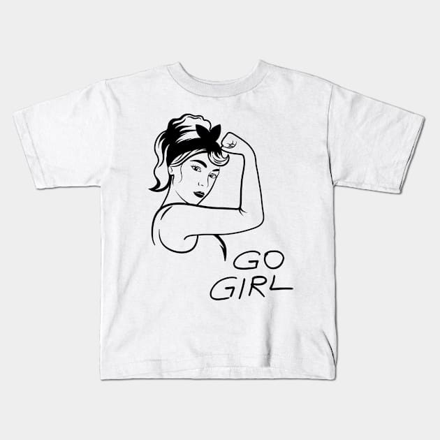 GO GIRL Kids T-Shirt by zackmuse1